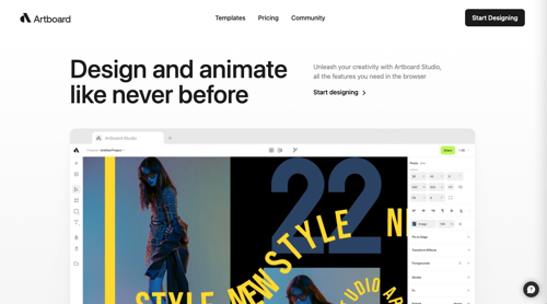 Artboard Studio homepage